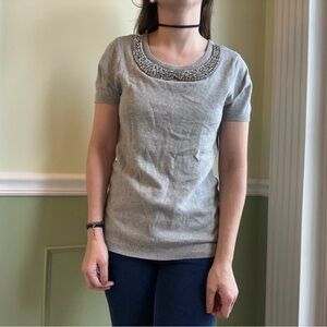 Elle beaded bib collar sweater top